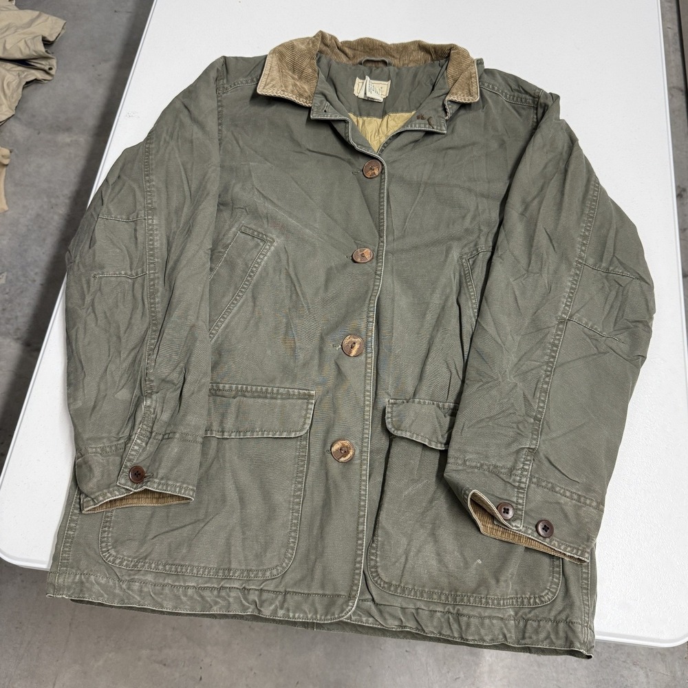 L.L.Bean Field Coat Womens Medium Olive Green Thinsulate Lined Canvas Jacket